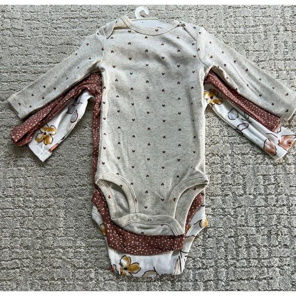 Carters Just One You Baby Girls 3pk Long Sleeve Bodysuit Ivory Size 6 month - Picture 3 of 3